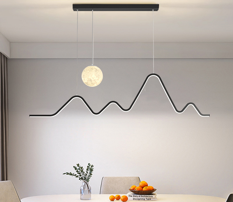 Modern Geometric LED Dimmable Pendant Light Ball Curve Metal Pendent Lamp Simple Restaurant Bar Decoration Ceiling Hanging Light