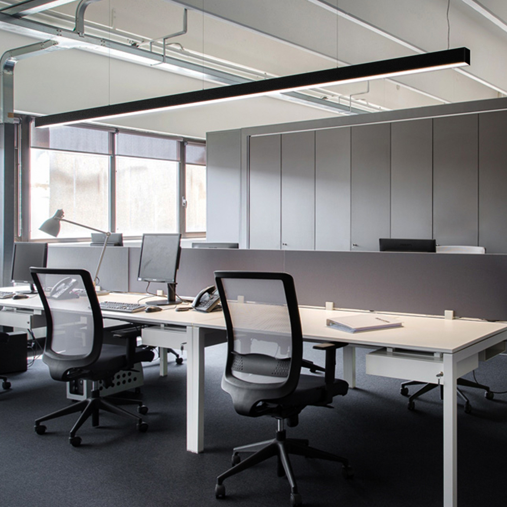 2024 Hot Led Project Office Home Dinner Pendant Light Minimalism Black Linear Light 1.6m Length 30W Suspend Light