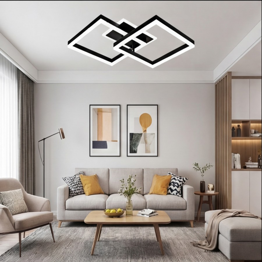 Sandy Black Modern Aluminum LED Ceiling Light for Living Room Bedroom Kitchen