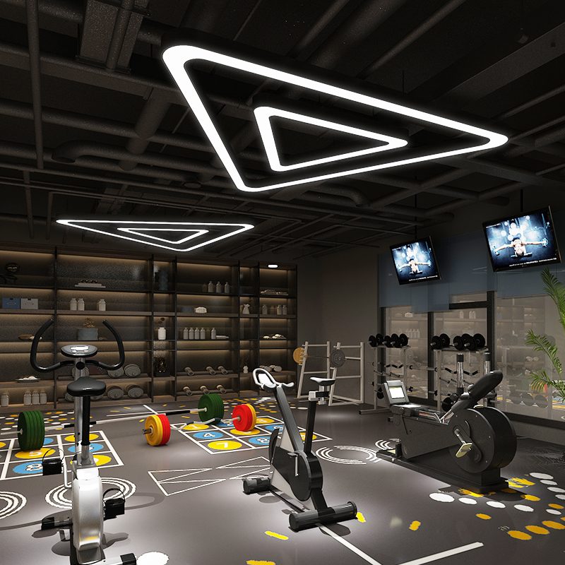 Creative LED Triangle Industrial Style Chandelier Personality for Office Gym Internet Cafe Engineering Splicing Lamps Middle