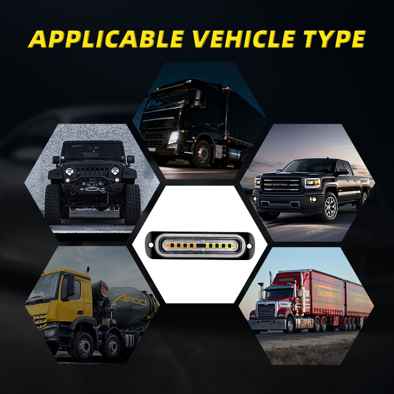 New LED Side Marker Light Ultra-thin Light 10LED Truck Side Grid Light 12-24V Car Strobe Lamp Yellow Blue Red