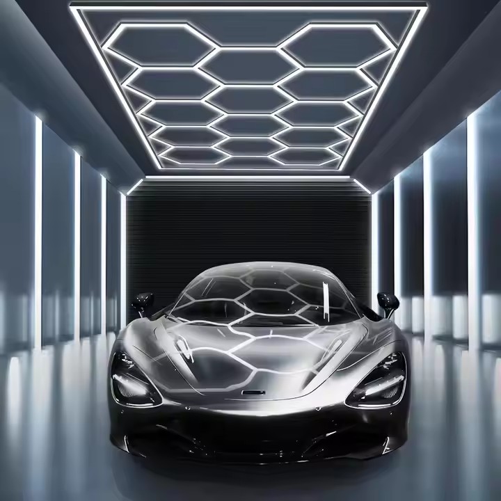 Hexagonal LED Light Garage roof Car Workshop Honeycomb Lights Automotive LED Working Detailing RGB Ceiling Lights