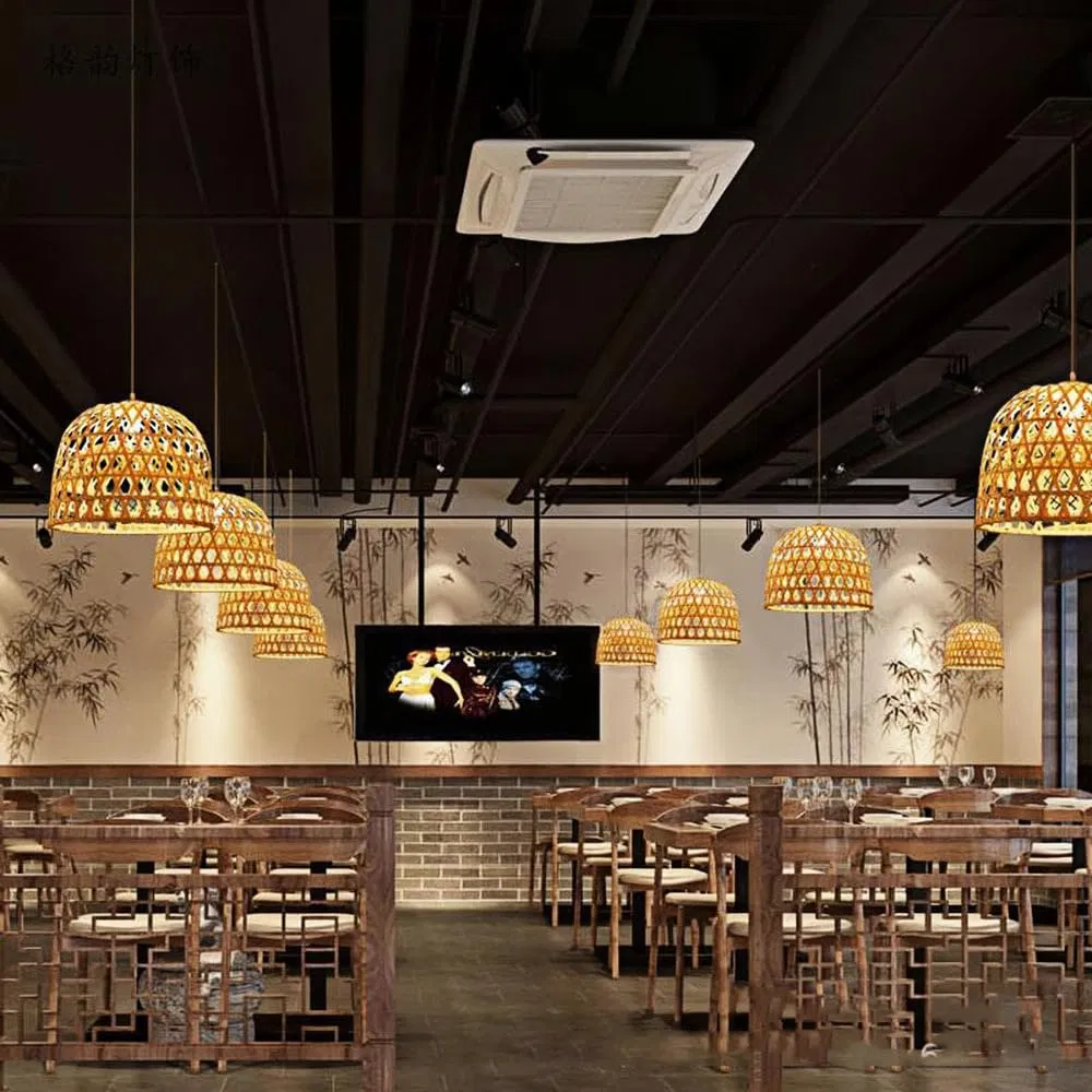 Bamboo Dome Pendant Light Close Up