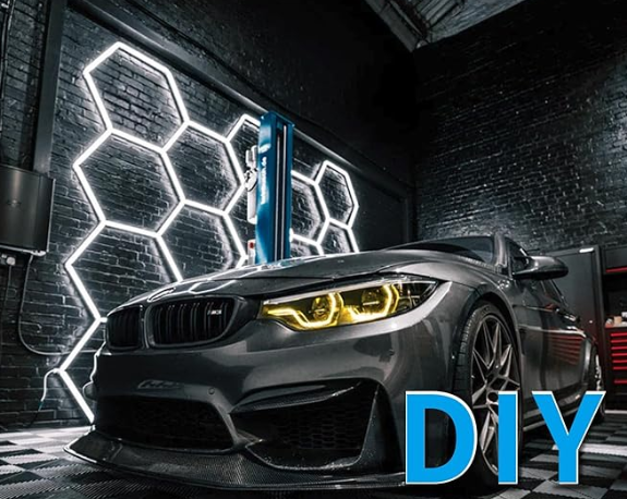 High Quality IP65 RGB/RGBW Hexagonal Honeycomb LED Lighting Ra90 5-Year Warranty Warehouse Workshops Garages Car Beauty Repair