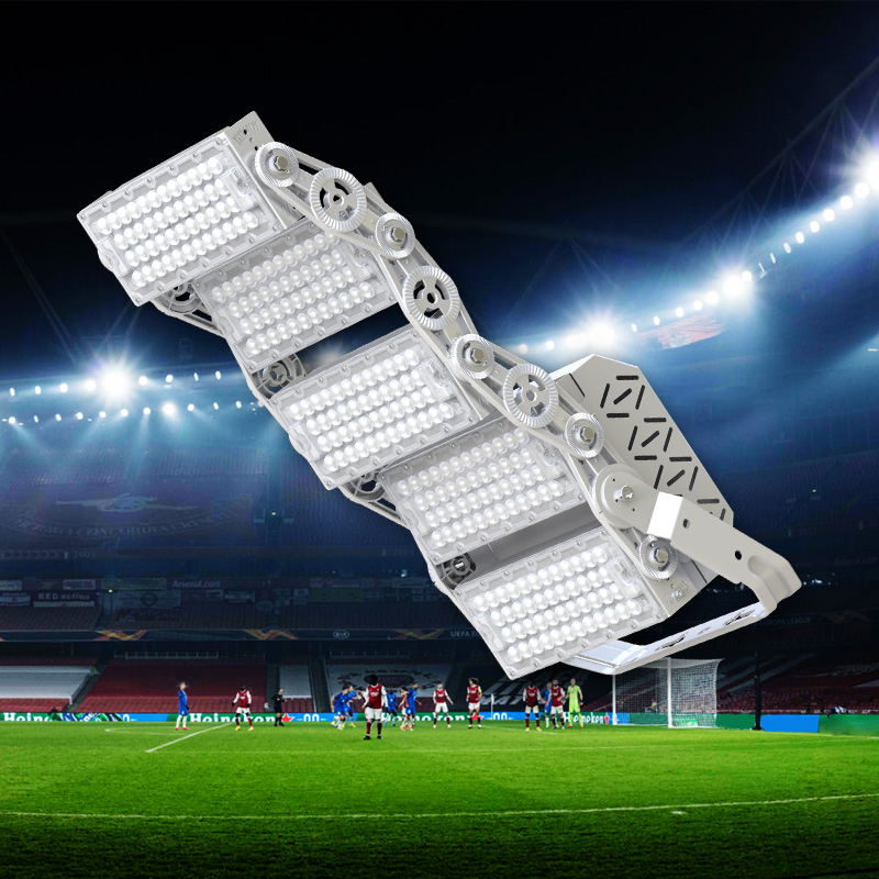 High Lumen 5 Modular Units 600W Max Power LED Flood Lights Outdoor Aluminum Sports Stadium Lights with IP65 AC Power Supply