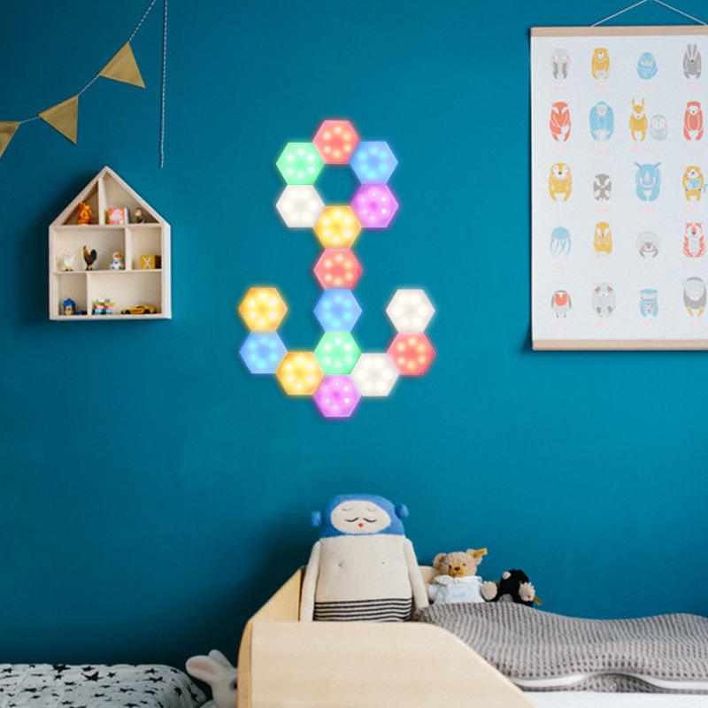 Luxury Diy Rgb Wall Lights Indoor Modern Home Touch Sensor Honeycomb Geometric Panels Hexagonal Led Light Wall Lamp