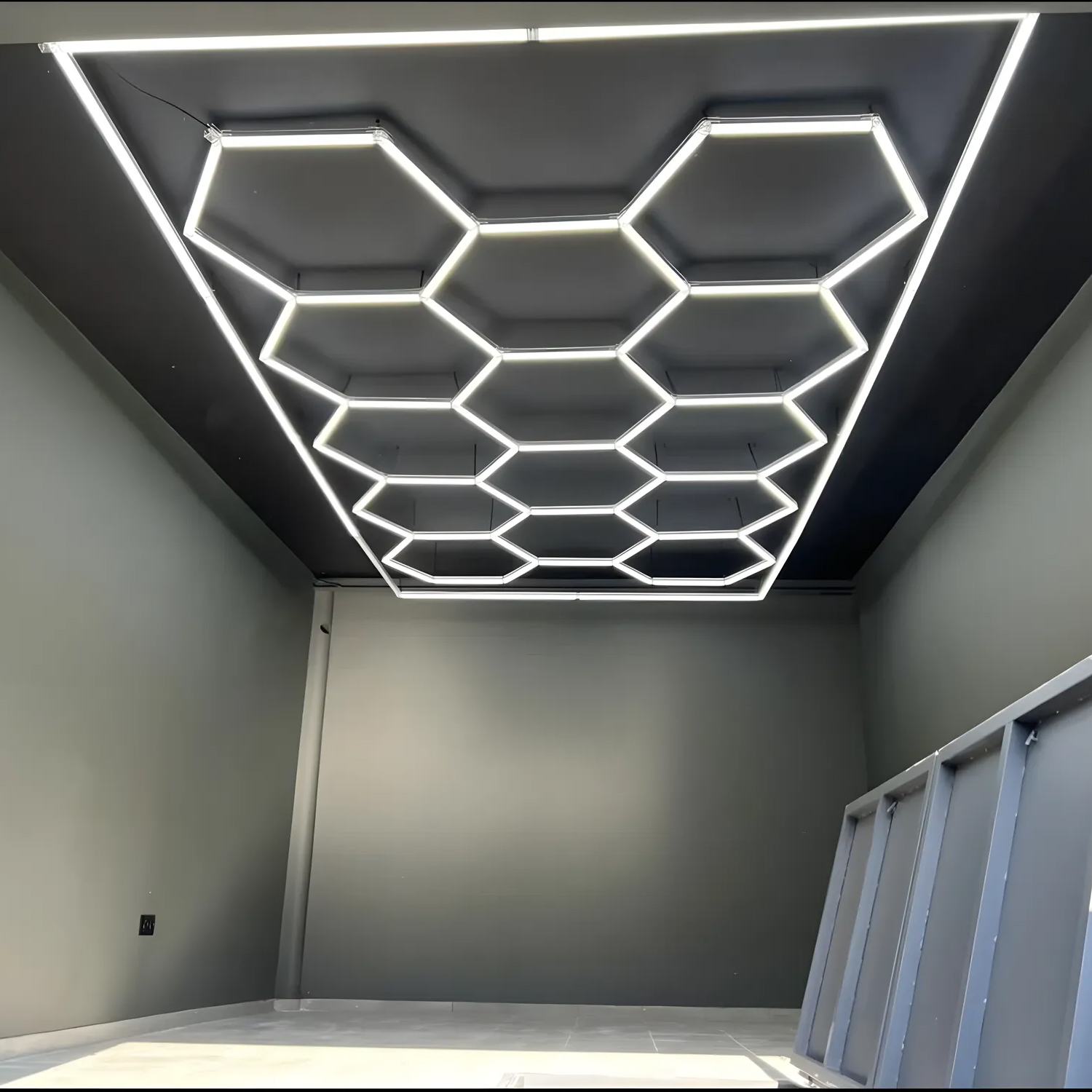 Portable RGB LED Work Lighting Car Showroom Auto Workshop Hexagonal Ceiling Lights Waterproof Detailing Light