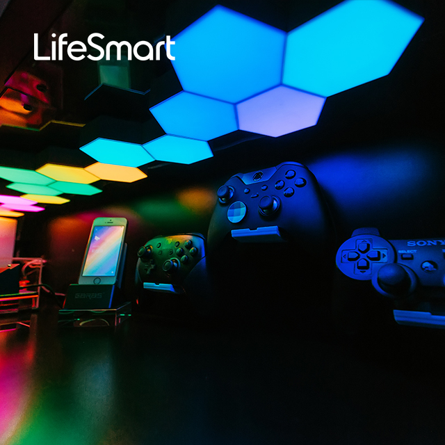 For LifeSmart Modern 7-Piece Smart Hexagonal Modular LED Light Panels for Cololight Lamp for Bedroom Rhythm Edition HomeKit