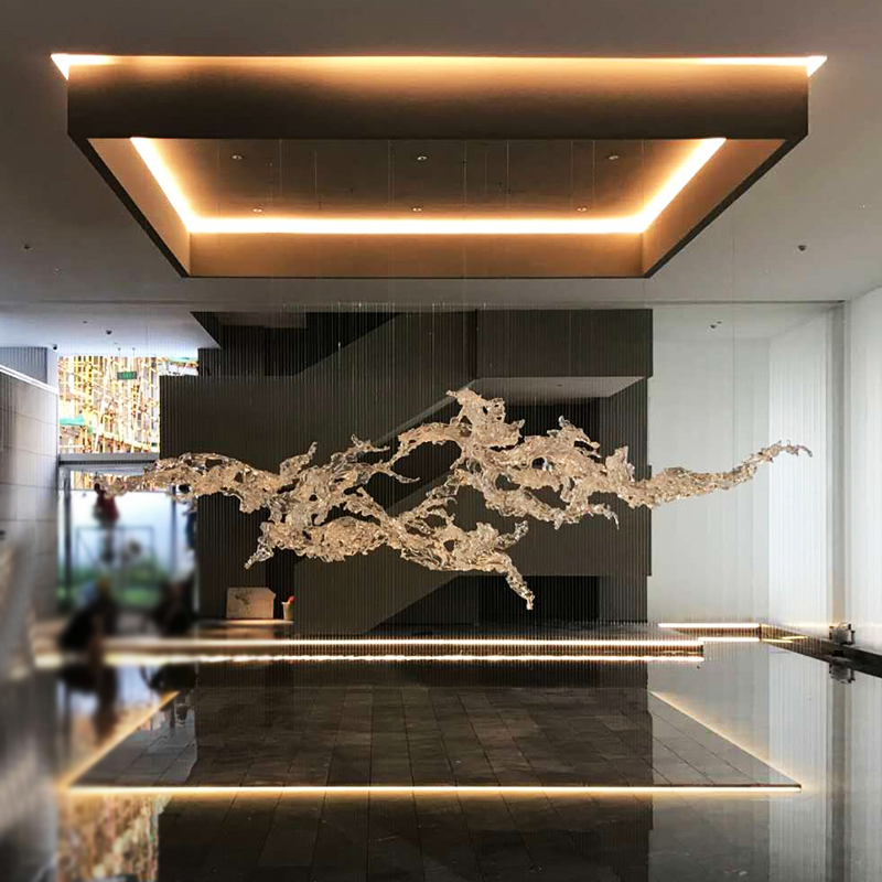 Nordic New Design Art Deco Transparent Led Resin Sculpture Customized Hall Living Room Villa Lobby Hotel Wedding Hanging Lights