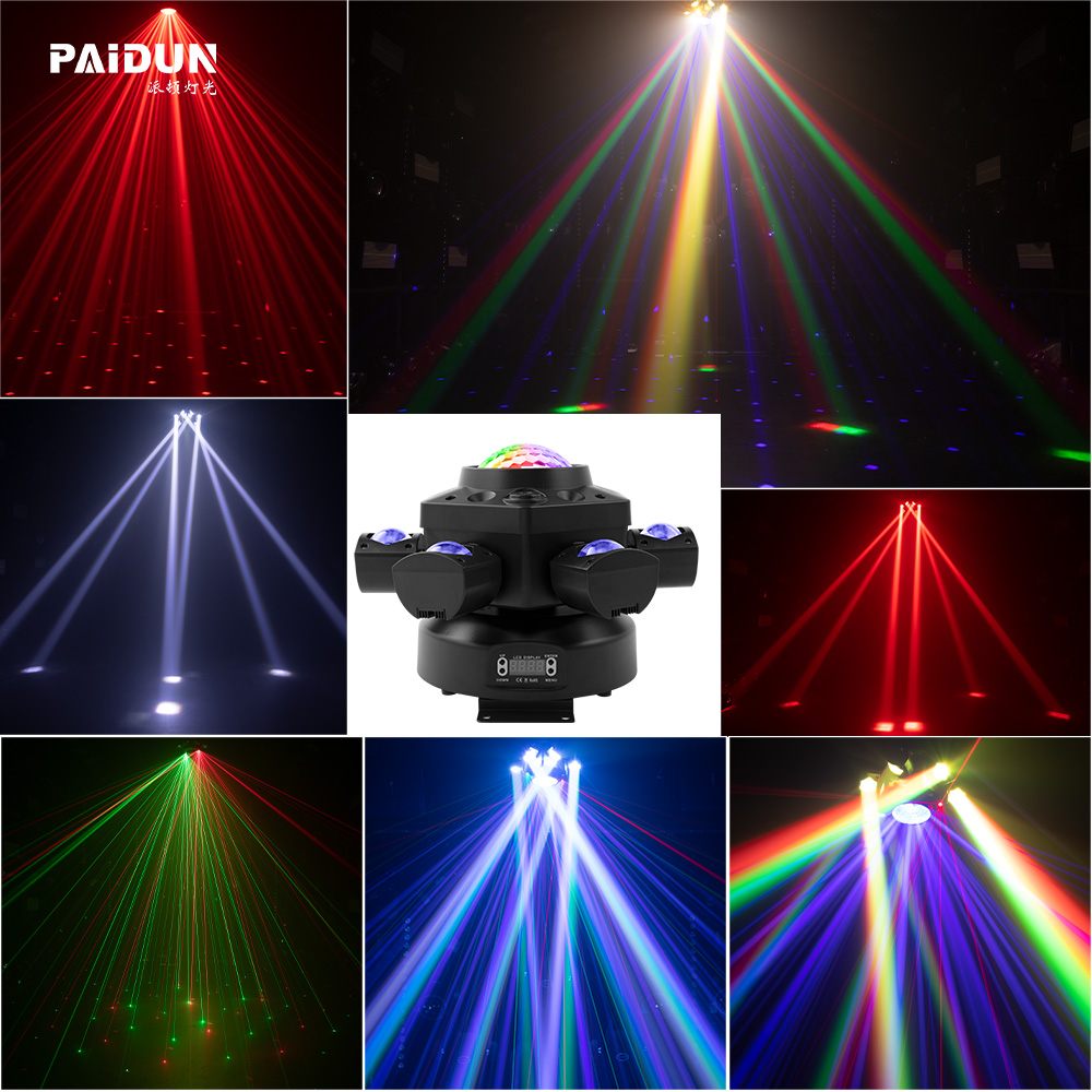 Hexagonal Kaleidoscope LED Lamp RGBW Four-Color Lighting Effects Moving Head Lights Weddings UV White Light DMX512 Control IP33