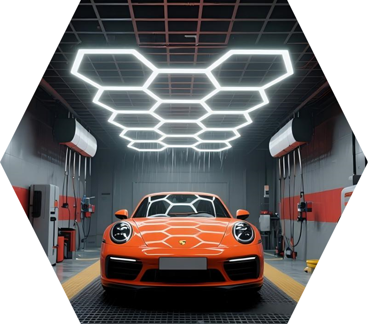Customized Honeycomb LED Garage Detailing Lights IP44 Rated 6500K AC 170-264V Super Bright for Car Repair Workshop