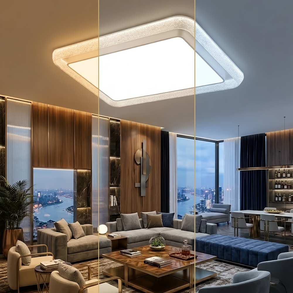 Minimalist Decorative LED Lighting Frosted Sand Texture Frame Rectangular Ceiling Lamp For Apartment Dining Room Bright Fixture