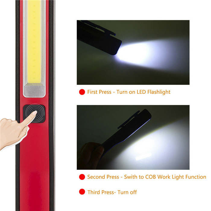 Portable Pocket Clip COB LED USB Rechargeable Magnetic Inspection Torch Lamp Work Pen Light