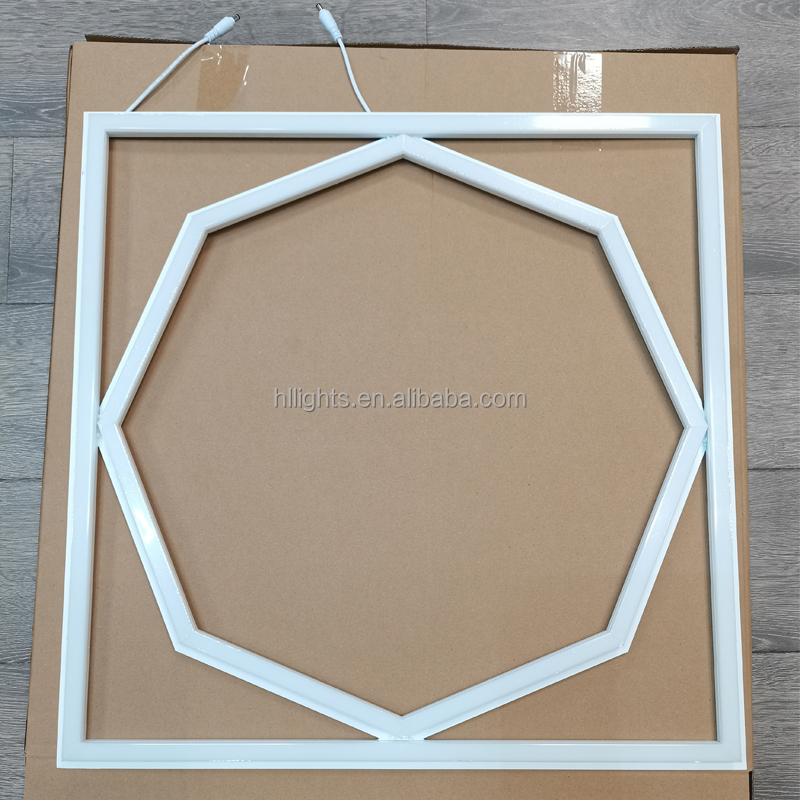 UKCA CE RoHS Compliant Modern Square Flat LED Panel Light Aluminum Lattice Double D Octagon Hexagon Frame School Hospital Office