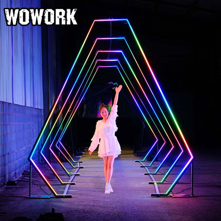 2026 WOWORK Standing Led Frame Neon Wedding Path Tunnel Arch Lights for Marriage Party Event Stage Backdrop Decoration