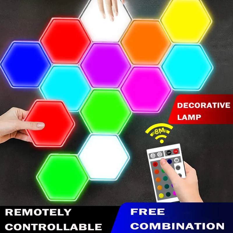 DIY Geometry Hexagonal Lights Touch Sensitive Control LED Night Lights Hexagonal Wall Light