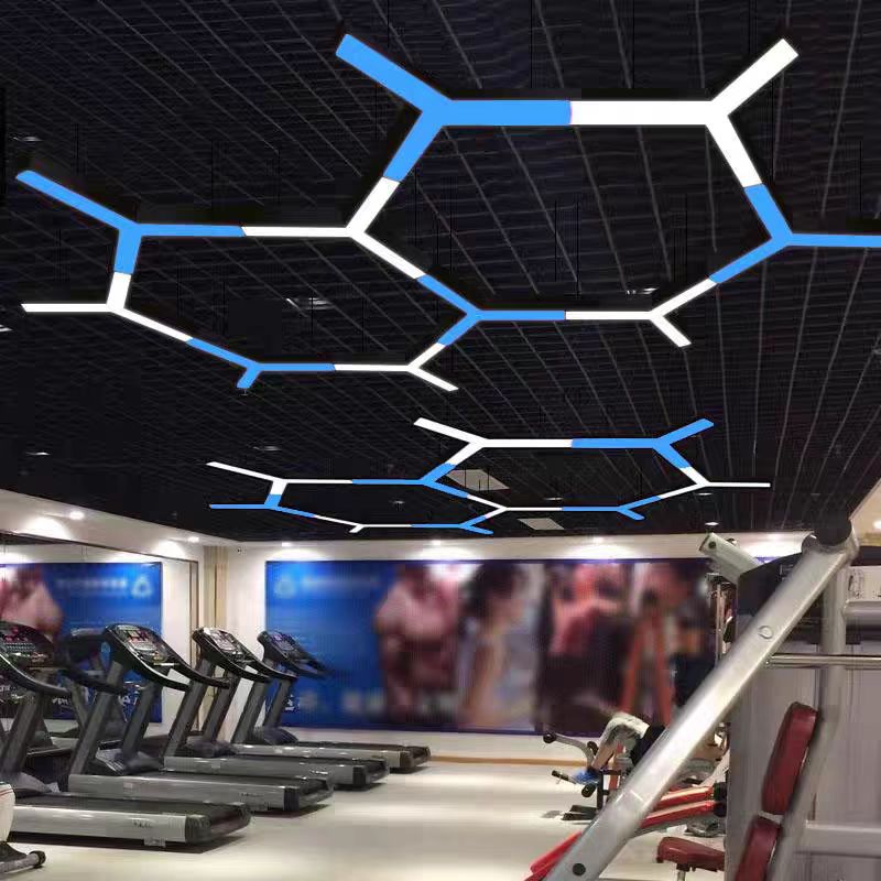 Honeycomb Lamp for Home Gym Equipment Lighting Hexagonal Decorative Gym Light 36W LED Black and White