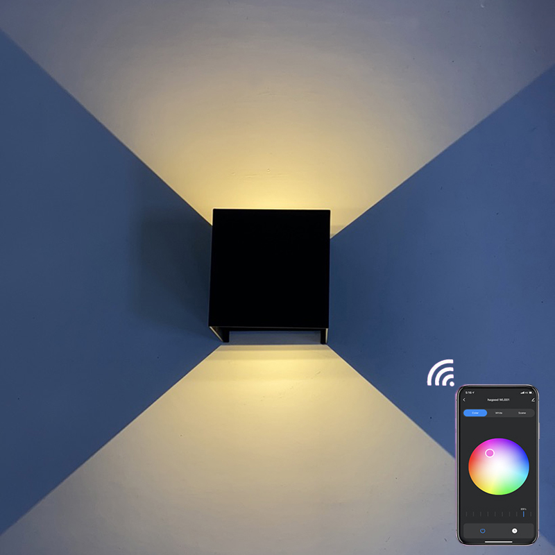 EU Standard Tuya Smart WiFi LED Wall Lamp 9W RGBW Outdoor APP Control Waterproof Sconce DimmableLight Workwith Alexa Google Home