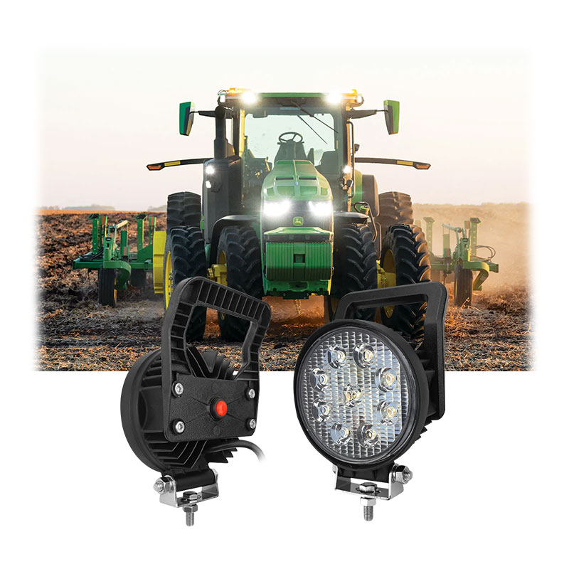 Excavator Tractor 5 Inch Led Work Light 27W Flood/Spot Beam Round Led Working Lamp with Handheld and Switch
