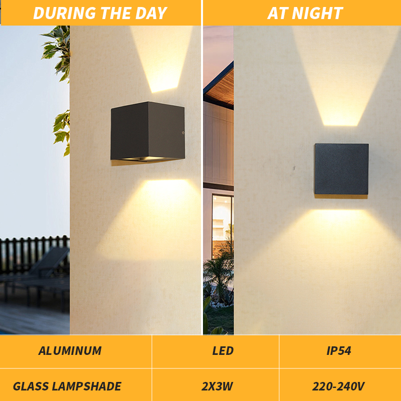 Up And Down Waterproof Cube LED Wall Lamp Aluminum Adjustable Decoration Wall Mounted Garden Porch Light