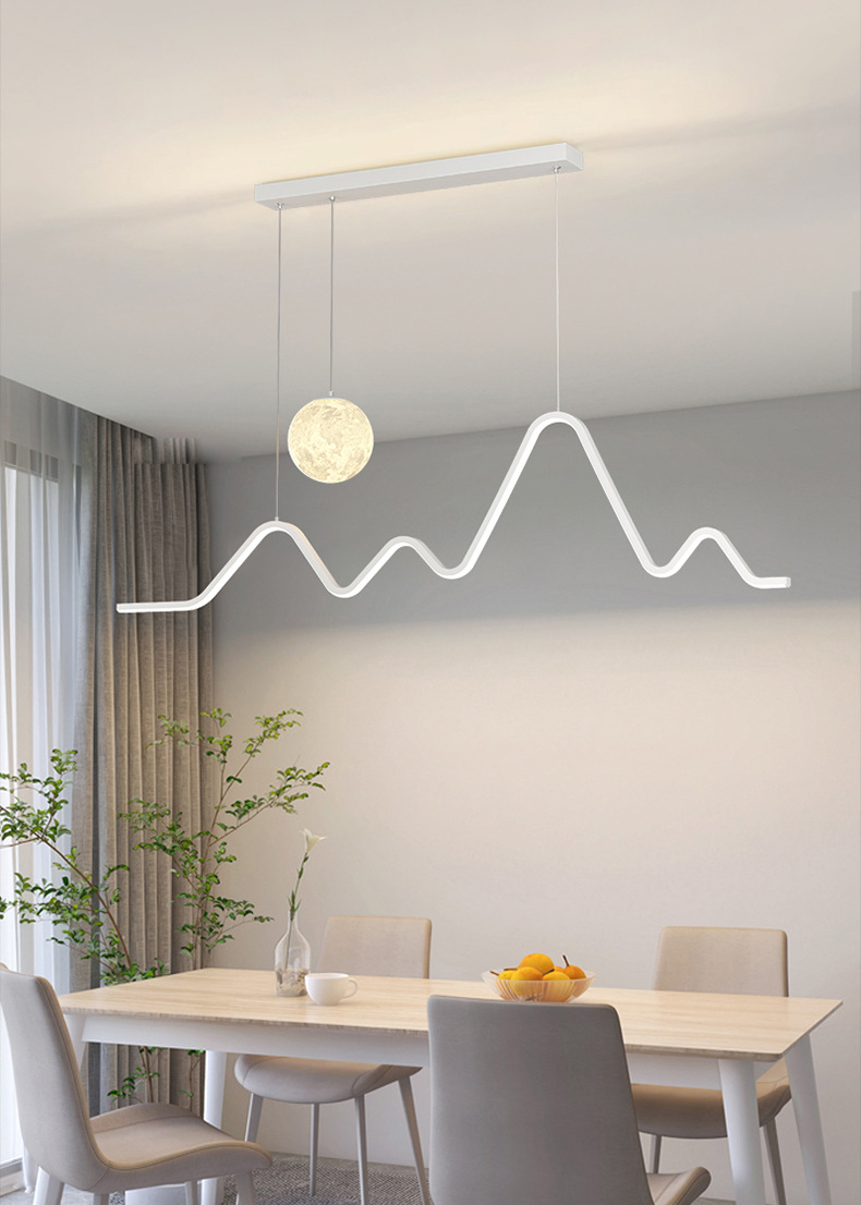 Modern Geometric LED Dimmable Pendant Light Ball Curve Metal Pendent Lamp Simple Restaurant Bar Decoration Ceiling Hanging Light