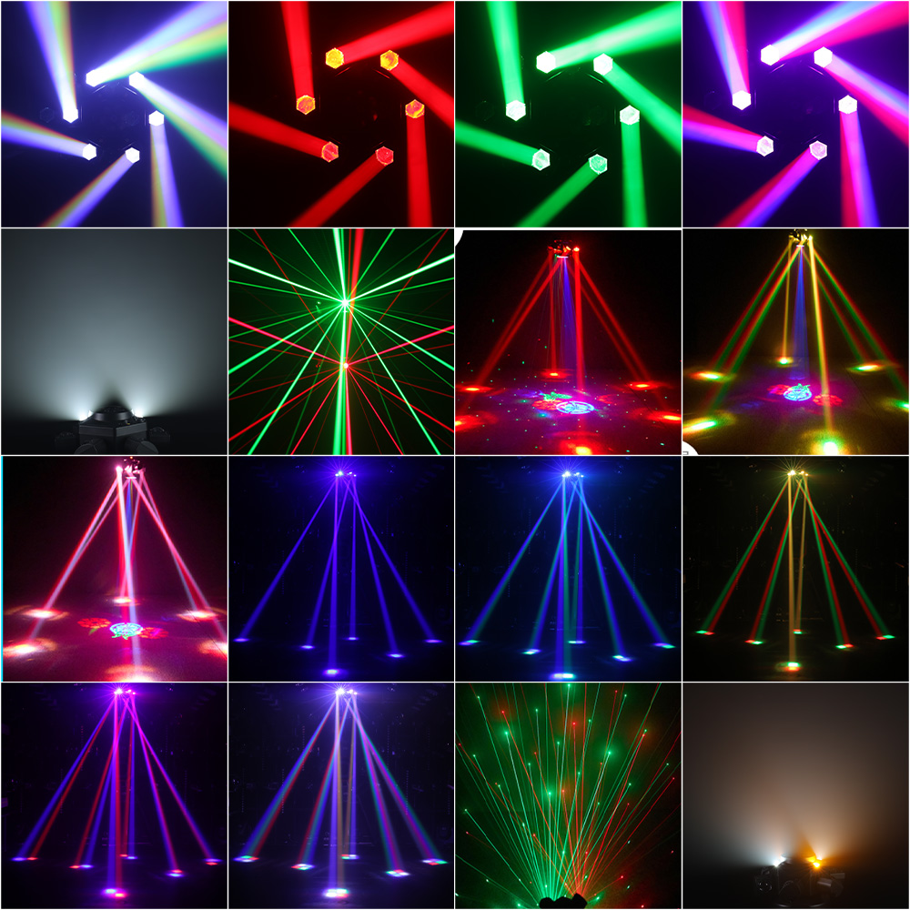 Hexagonal Kaleidoscope LED Lamp RGBW Four-Color Lighting Effects Moving Head Lights Weddings UV White Light DMX512 Control IP33
