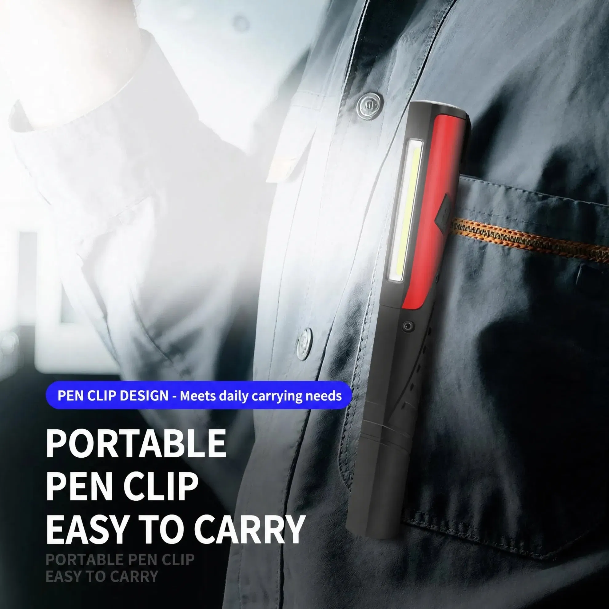 Portable Inspection 400 Lumen LED Pen Flashlight COB Work Light Rechargeable Magnetic Pocket Lamp for Outdoor Emergency 3 Modes