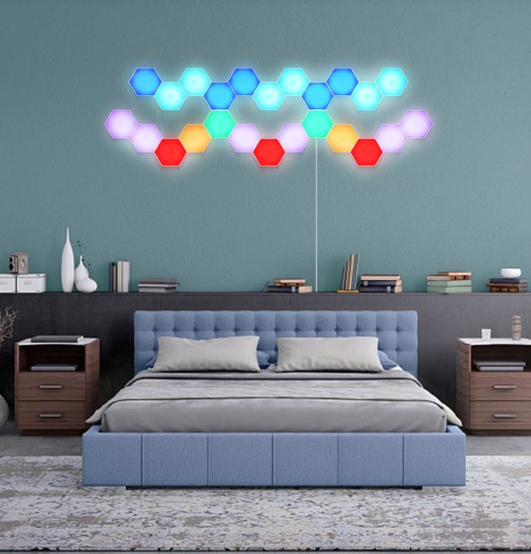 Luxury DIY 6Pack RGB Wall Lights Indoor Modern Home Touch Sensor Honeycomb Geometric Panels Hexagonal LED Light Wall Lamp