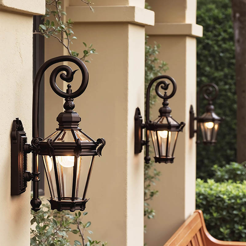 Retro Design Octagonal European Style Cast Aluminum IP65 Waterproof Electric Outdoor LED Wall Lamp 2700K Warm White for Garden