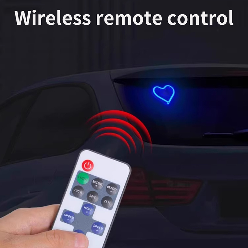 Car Triangle/Rear Window Heart LED Neon Light - USB Powered, Ambient Interior Decor, Multiple Color Options