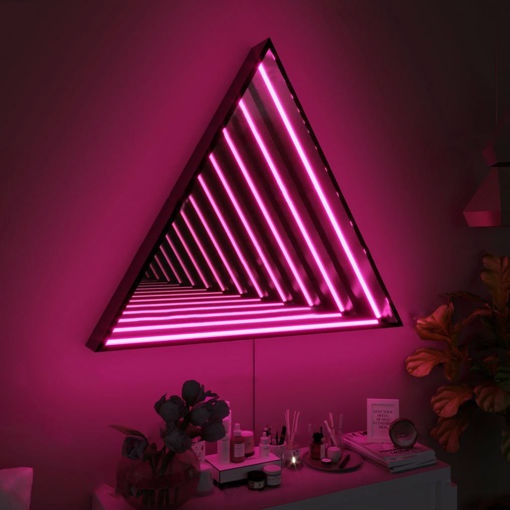 Tiktok Hot Selling 50CM LED Modern Design RGB Triangle Atmosphere Wall Light Living Room Bedroom Infinity Mirror Lamp
