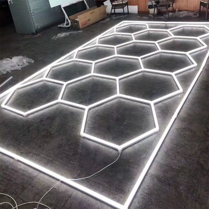 Portable RGB Hexagonal LED Workshop Light for Car Showroom Auto Workshop Office Use-Ceiling Mount