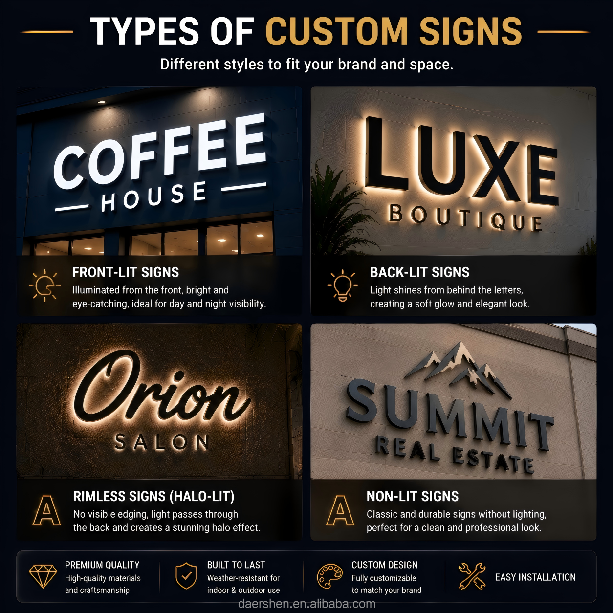 Business Sign Board Logo Office Indoor Outdoor Backlit Illuminated Company Business Signage Wall Logo Led 3d Channel Letter