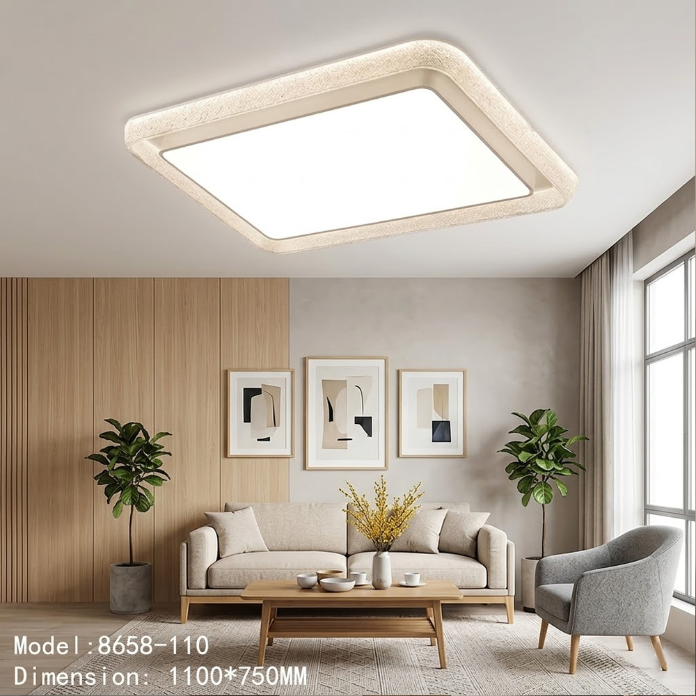 Minimalist Decorative LED Lighting Frosted Sand Texture Frame Rectangular Ceiling Lamp For Apartment Dining Room Bright Fixture