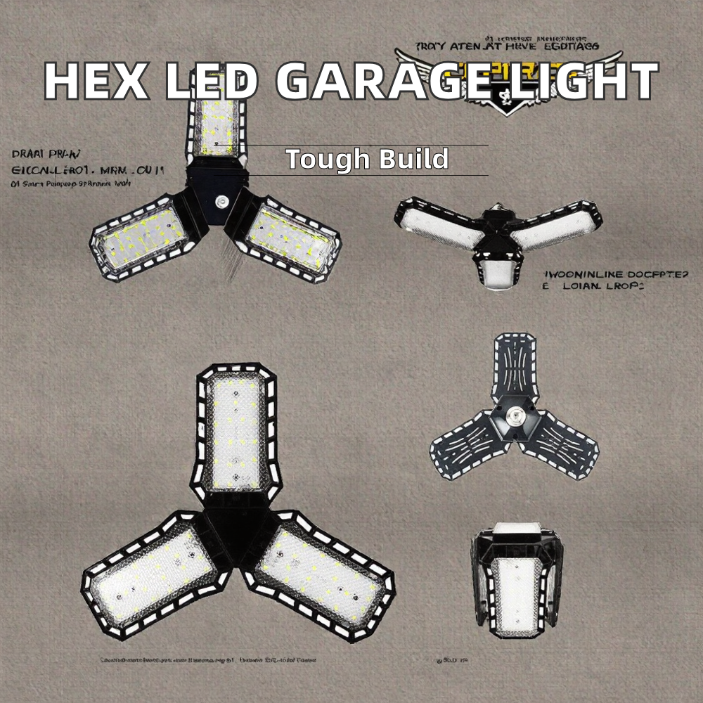 Deformable Industrial LED High Bay Workshop Lamp Adjustable Panel E27 Garage Hexagon Ceiling Light Fan for Workshops Garages