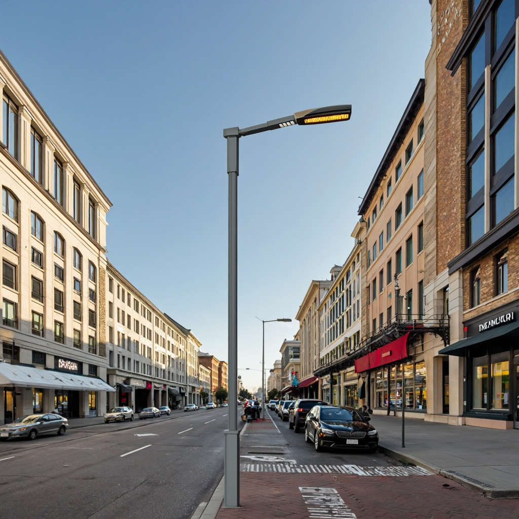 High-Pole Octagonal Lamp 12 Meters Single Arm Street Light Courtyard Floodlight for Urban Rural Road Lighting