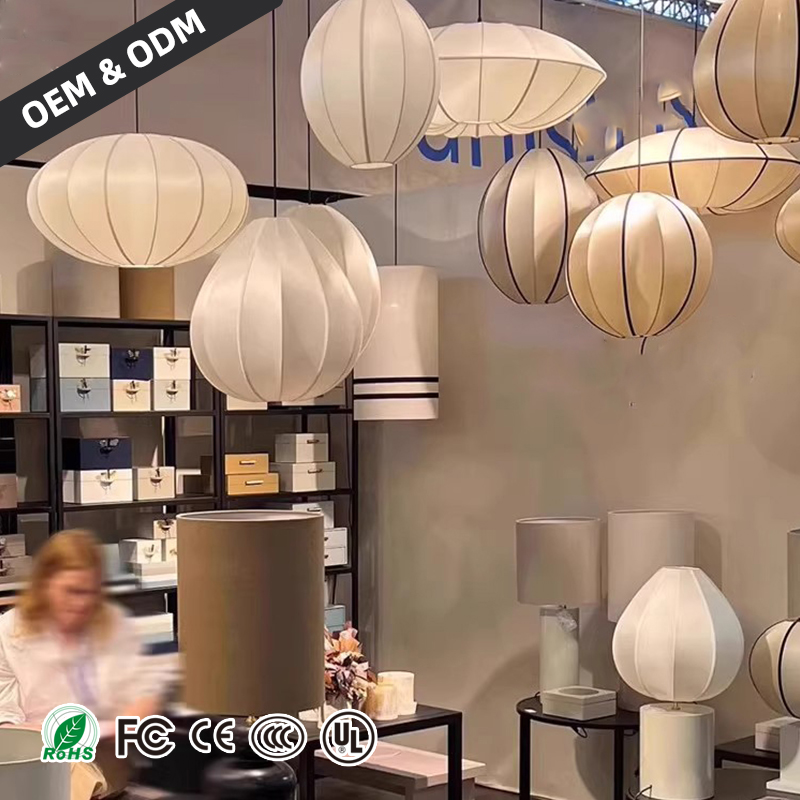 Wabi Sabi Fabric Pendant Lights Home Living Room Hanging Lamp Restaurant Bedroom Zen Tea Room Chandelier Lamp