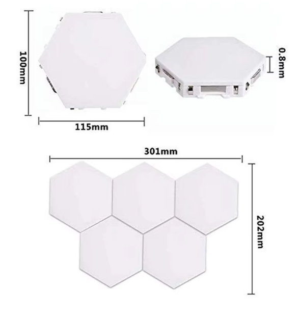 LED Panel Hexagonal Wall Lamp DIY Geometry Splicing Hex Honeycomb Night Light