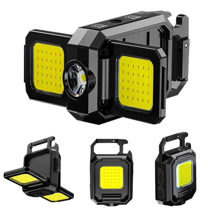 TAIKOO COB LED Work Light Rechargeable Magnetic Inspection Lamp for Car Repair Mini Work Light Keychain Flashlight for Outdoor