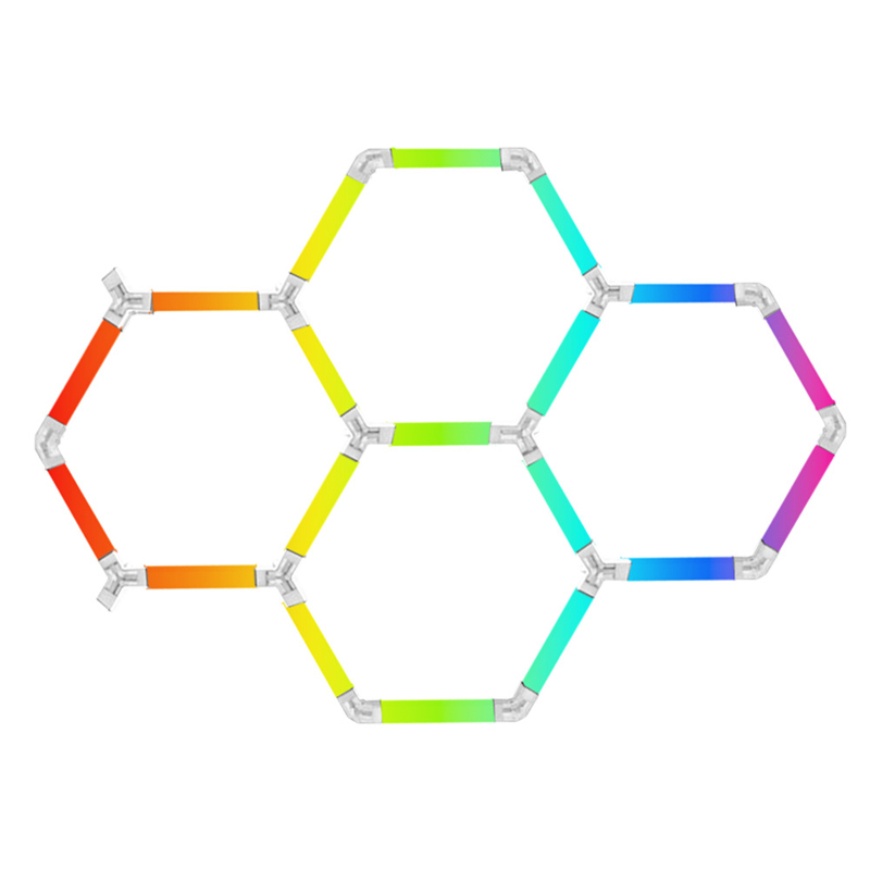 RGB Honeycomb Light 2-Hole DC24V Garage Light Bar Atmosphere Car Detailing Salon Multicolored Fantasy LED Light