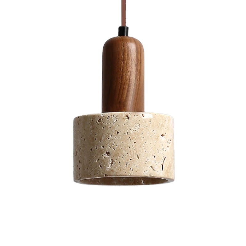Popular Wabi Sabi Beige Stone LED Pendant Light with 2-Year Warranty Restaurant Decor Dining Kitchen Island Droplight Travertine