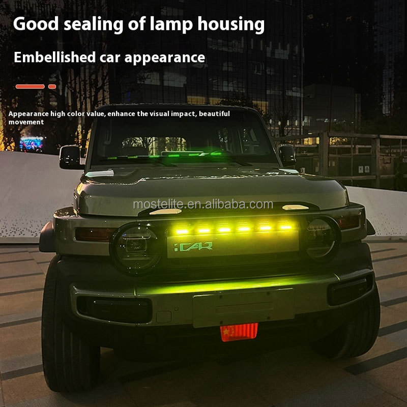 High Quality Small Yellow Light in the Middle of the Grid Modified Led Decorative Light Accessories for Chery Icar V23