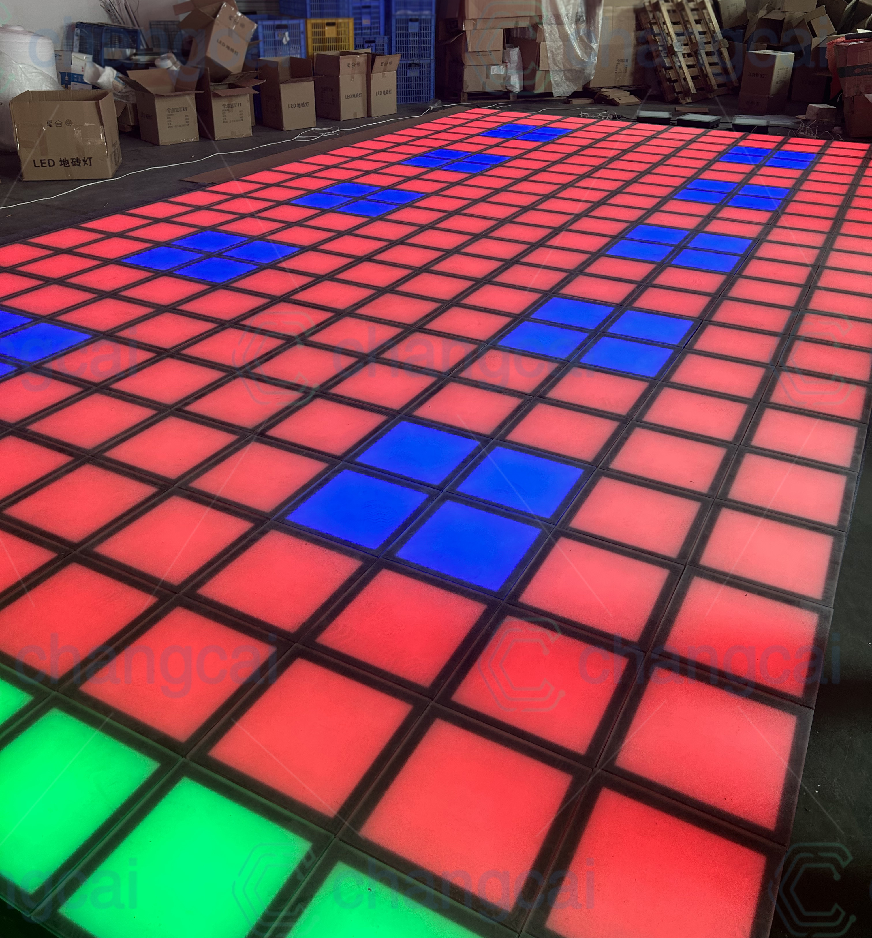 Interactive RGB LED Matrix Light Dance Floor Tiles with DMX512 Control Pressure Sensitive Grid Game Surface IP65 Rated