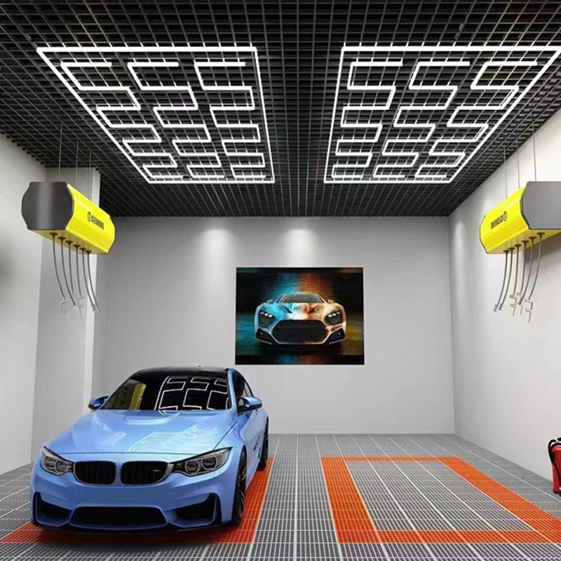 2025 Hot Selling Customized Garage Hex Hexagonal Led Lights 672w Honeycomb Led Car Detailing Ceiling Light Car Workshop Light