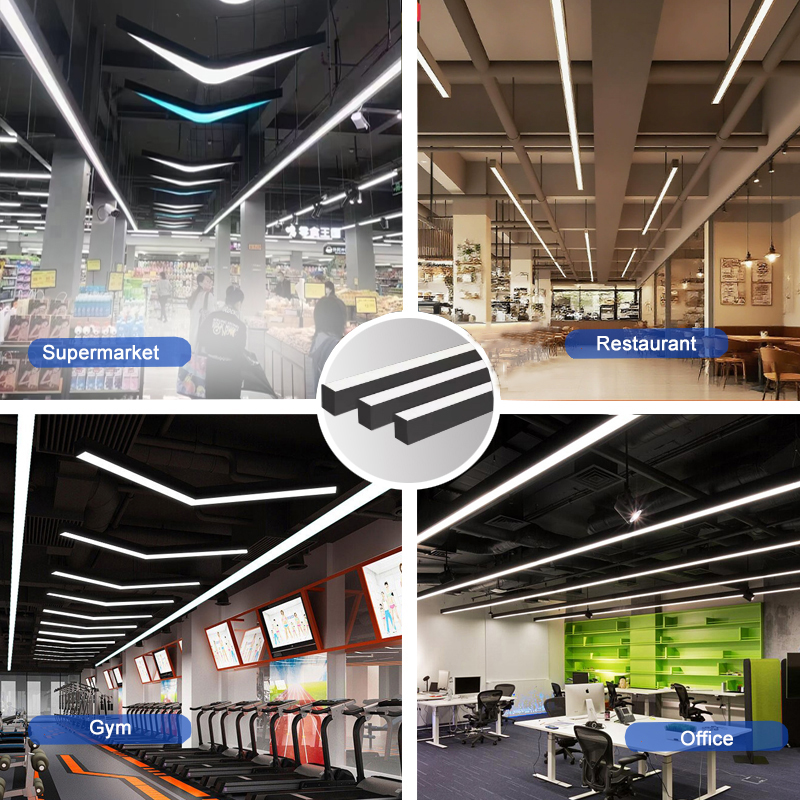 RGBW RGB Black White Modern Indoor Industrial Hexagon LED Minimalist Office Use Led 20w Linear Pendant Light for Gym