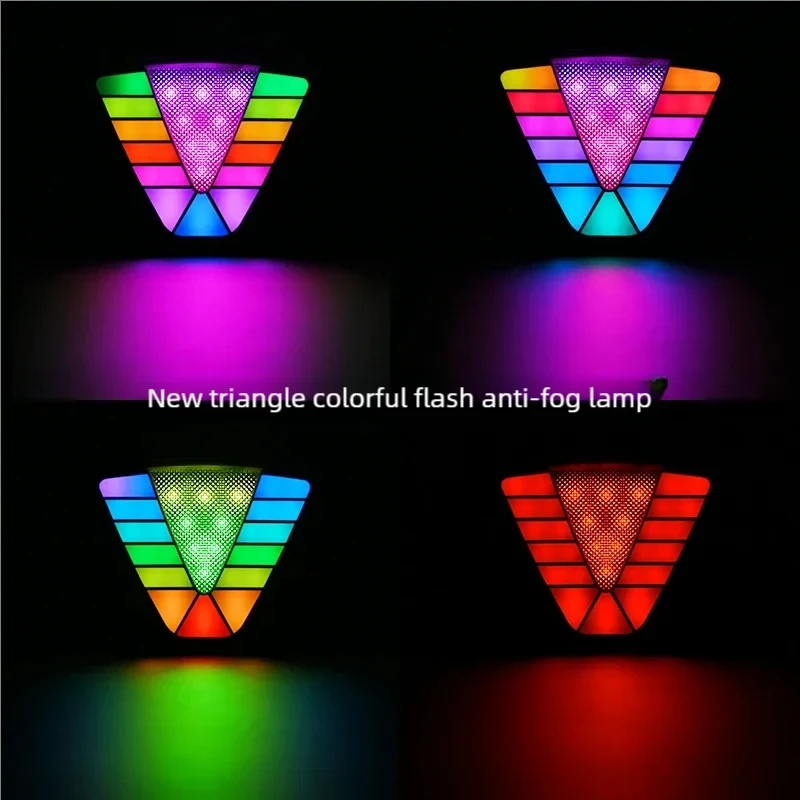 12V 24V Dynamic Colorful RGB LED Brake Lights Car Triangle Rear Third Brake Lights Pilot Warning Stop Safety Lamp for Car Truck