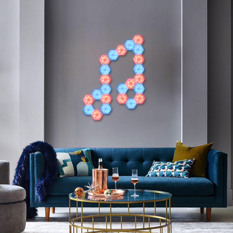 Luxury Diy Rgb Wall Lights Indoor Modern Home Touch Sensor Honeycomb Geometric Panels Hexagonal Led Light Wall Lamp
