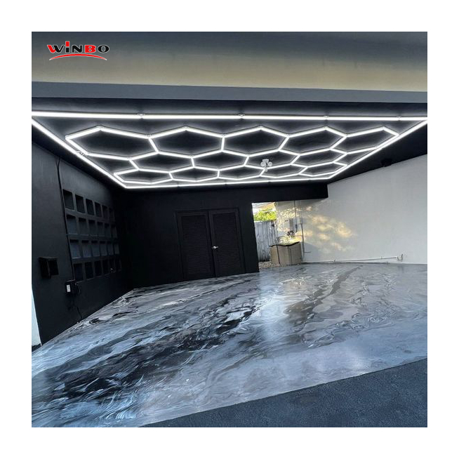 DIY Deformable Linear Hexagonal LED Light 8*16Feet Hanging Hex Detailing Garage Lamp Gym Modular Ceiling Led Hexagon Lights