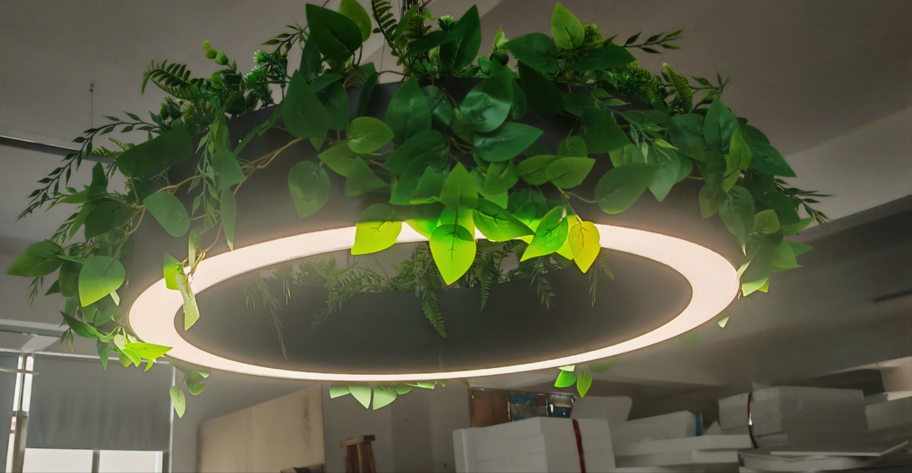 Pendant Light with Green Plant