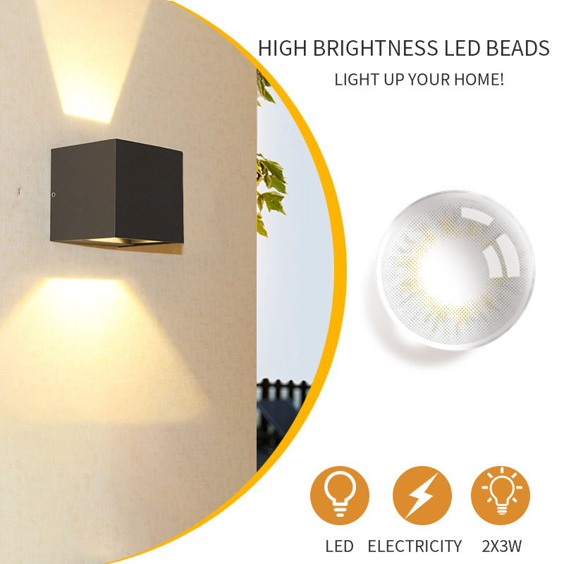 Up And Down Waterproof Cube LED Wall Lamp Aluminum Adjustable Decoration Wall Mounted Garden Porch Light